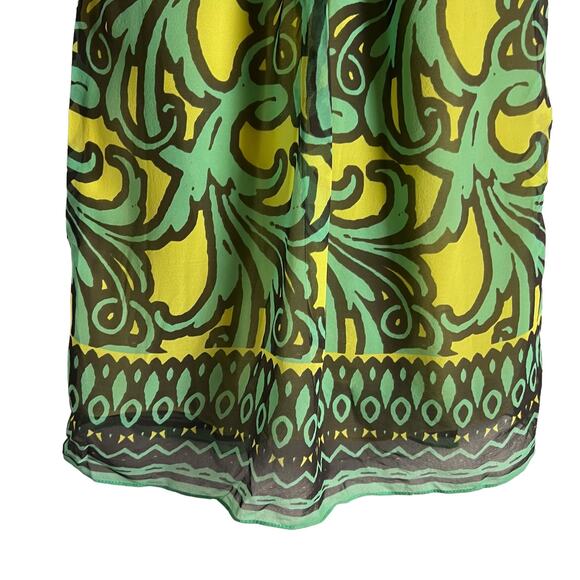 Milly New York Green Yellow Tropical Print Strapless Silk Dress Size 0 - Picture 6 of 10